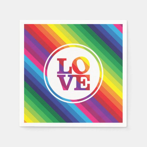 LOVE IS LOVE rainbow colors spot typography bold Napkins