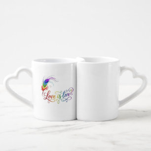 Love is Love Rainbow Feather Elegant Couples Mug S