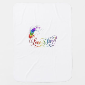 Love is Love Rainbow Feather Gender Neutral Baby B Blanket