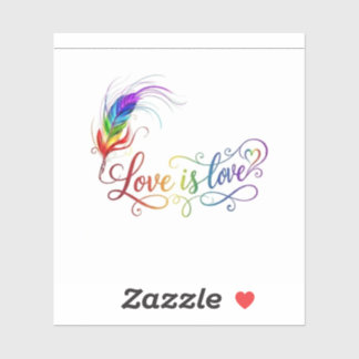 Love is Love Rainbow Feather Gender Neutral Vinyl Sticker