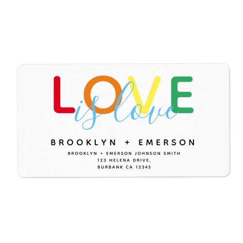 Love is Love Rainbow Gay Lesbian Return Address Label