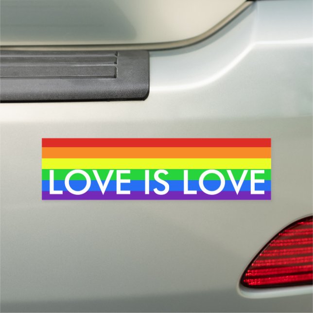 Love is Love Rainbow Gay Pride Bumper Car Magnet (In Situ)