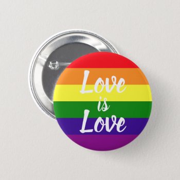Love Is Love Rainbow Gay Pride Button by RandomLife at Zazzle