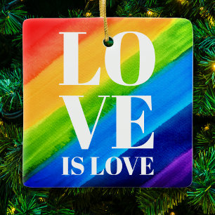 Love is Love Rainbow Gay Pride Ceramic Ornament