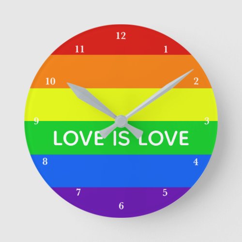 Love is Love Rainbow Gay Pride Cute LGBT Round Clock