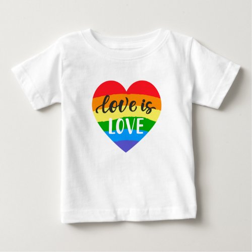 Love is Love Rainbow Heart Baby T_Shirt