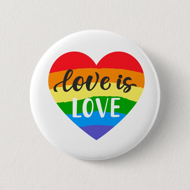 Love is Love Rainbow Heart Button (Front)