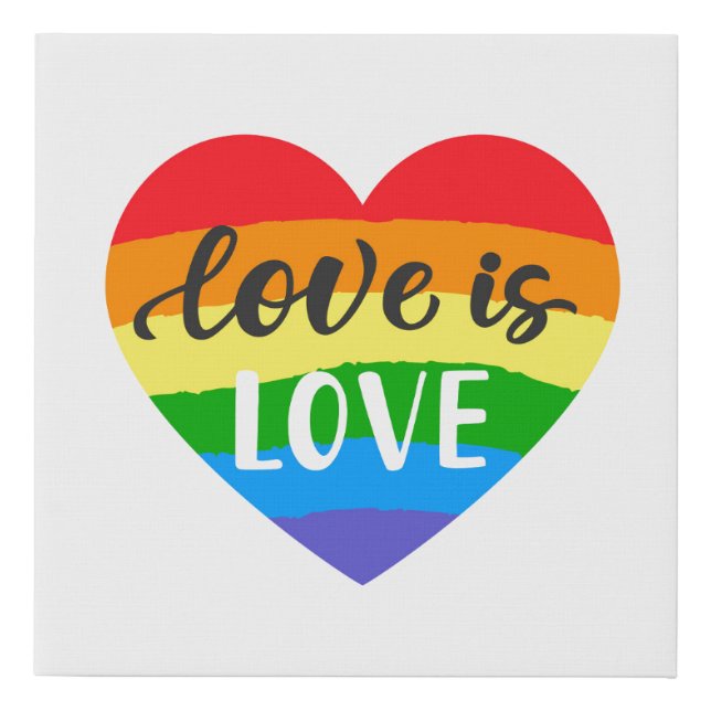 Love is Love Rainbow Heart Faux Canvas Print (Front)