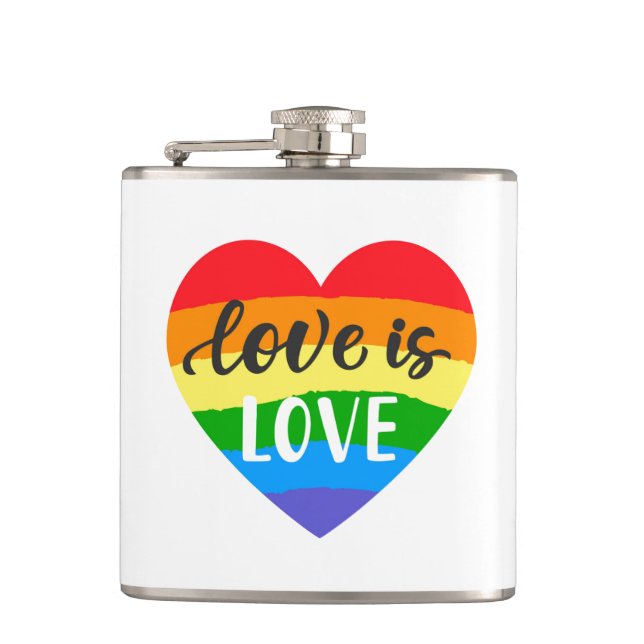 Love is Love Rainbow Heart Flask (Front)