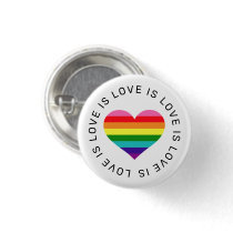 Love is Love Rainbow Heart Gay Pride Button