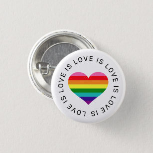 Love is Love Rainbow Heart Gay Pride Button