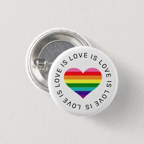 Love is Love Rainbow Heart Gay Pride Button