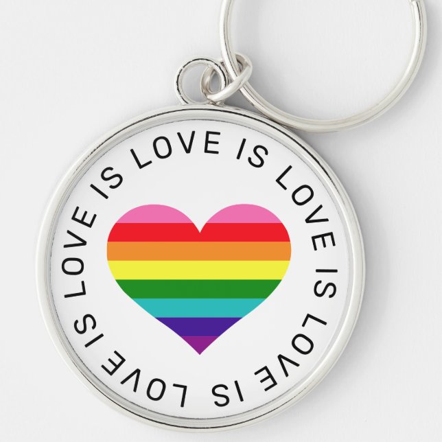 Love is Love Rainbow Heart Gay Pride Keychain (Front)