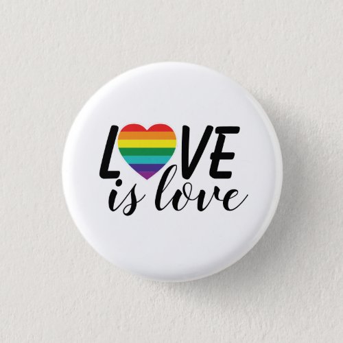 Love is Love Rainbow Heart Gay Pride LGBTQ Button