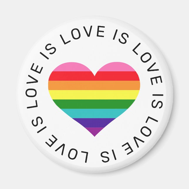 Love is Love Rainbow Heart Gay Pride Magnet (Front)