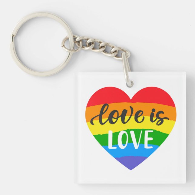 Love is Love Rainbow Heart Keychain (Front)