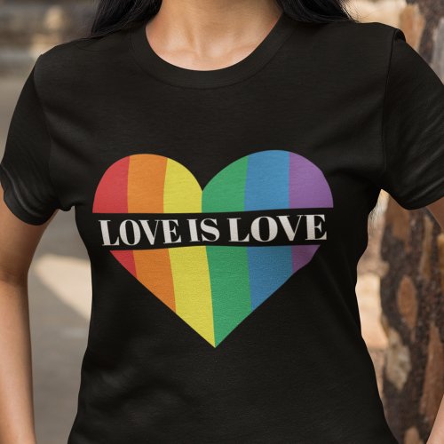 Love is Love rainbow heart LGBTQ pride T_Shirt