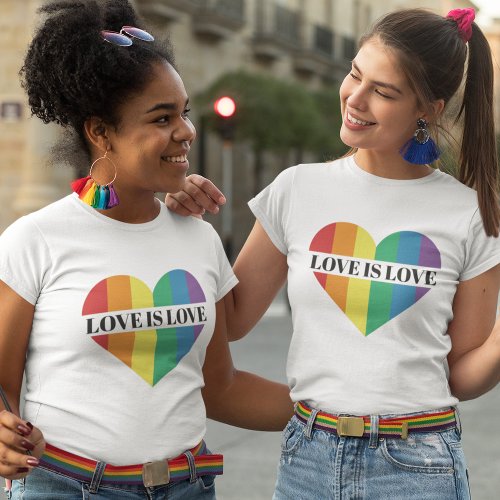 Love is Love rainbow heart LGBTQ pride T_Shirt