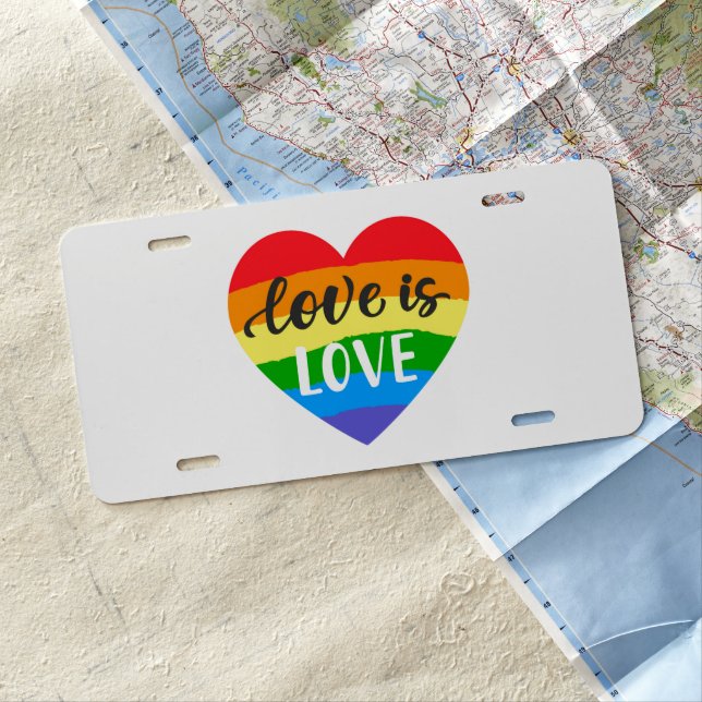 Love is Love Rainbow Heart License Plate (In Situ)