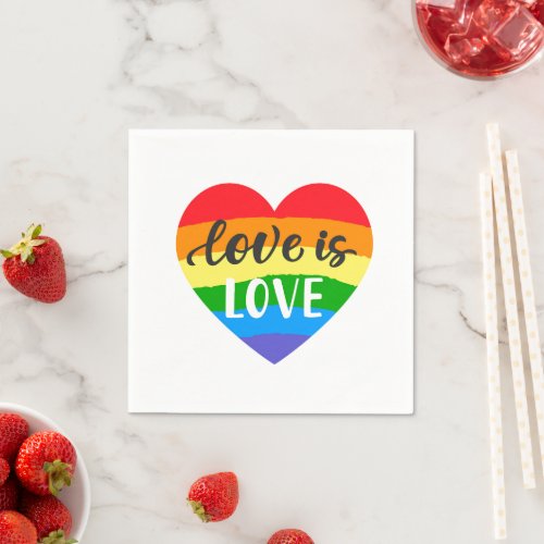 Love is Love Rainbow Heart Napkins