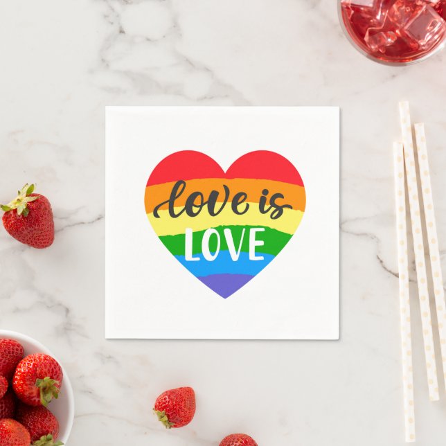 Love is Love Rainbow Heart Napkins (Insitu)