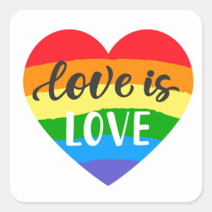Love is Love Rainbow Heart Square Sticker