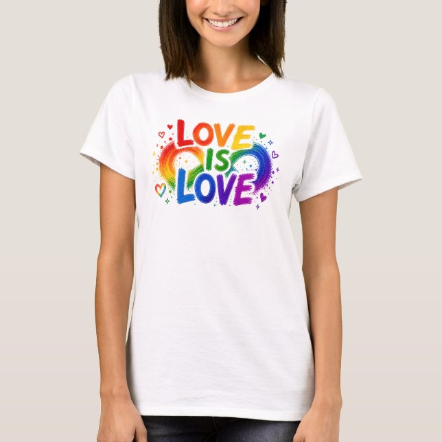 Love Is Love Rainbow Heart T-Shirt (Front)