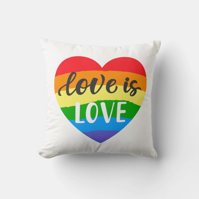 Love is Love Rainbow Heart Throw Pillow (Front)