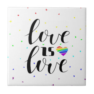 Love is Love Rainbow Hearts Ceramic Tile