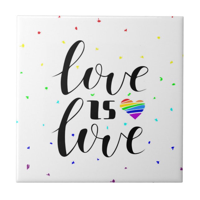 Love is Love | Rainbow Hearts Ceramic Tile (Front)