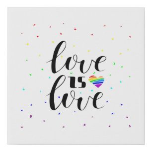 Love is Love Rainbow Hearts Faux Canvas Print