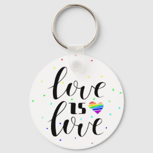 Love is Love   Rainbow Hearts Keychain