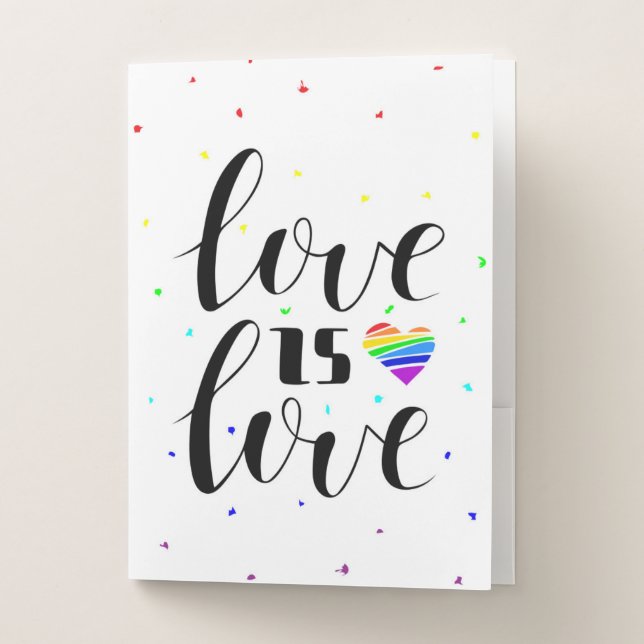 Love is Love | Rainbow Hearts Pocket Folder (Front)