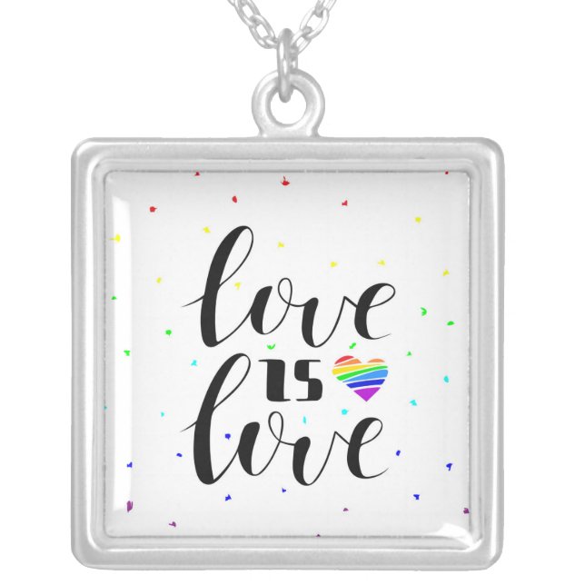 Love is Love | Rainbow Hearts Silver Plated Necklace (Front)