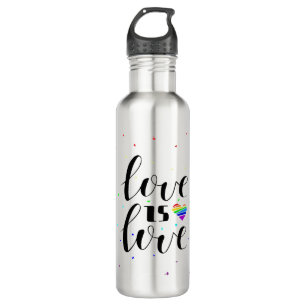 Love is Love Rainbow Hearts Stainless Steel Water Bottle