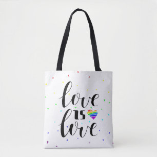 Love is Love   Rainbow Hearts Tote Bag
