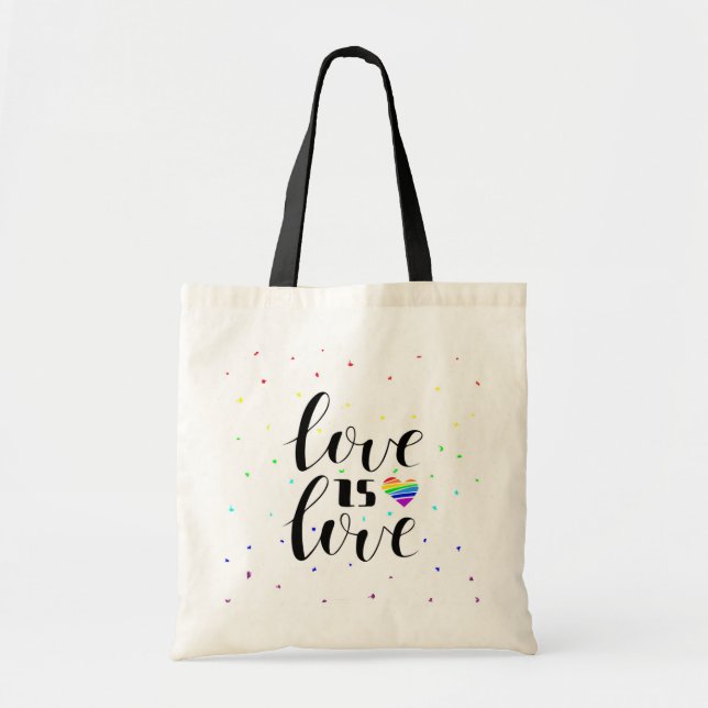 Love is Love | Rainbow Hearts Tote Bag (Front)