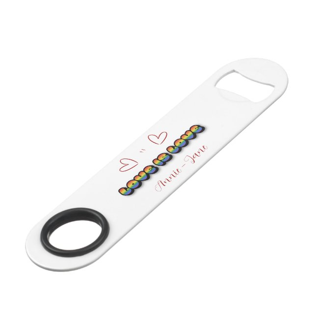 Love is Love Rainbow LGBTQ Bar Key (Front Angled)