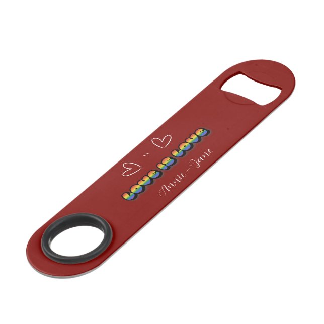 Love is Love Rainbow LGBTQ Bar Key (Front Angled)