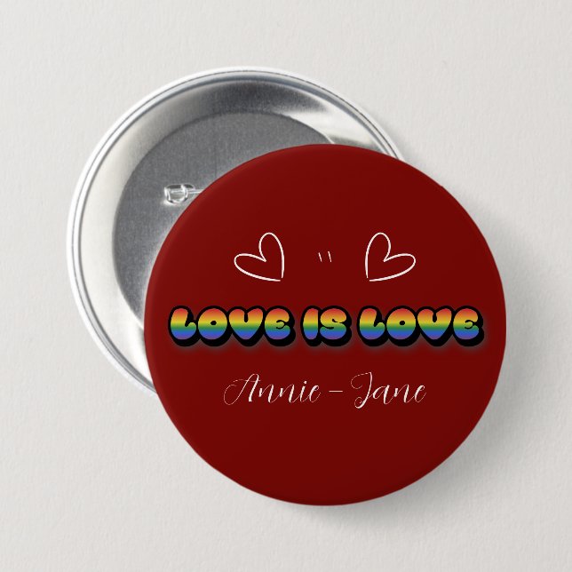 Love is Love Rainbow LGBTQ Button (Front & Back)