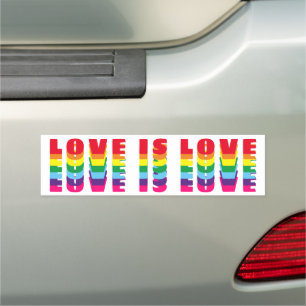 Love is love rainbow lgbtq pride colors bumper car magnet