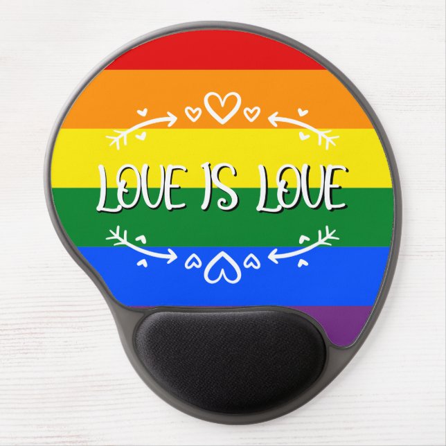 Love is Love Rainbow LGBTQ Pride Gel Mousepad (Front)