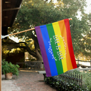 Love is Love Rainbow LGBTQ Pride House Flag