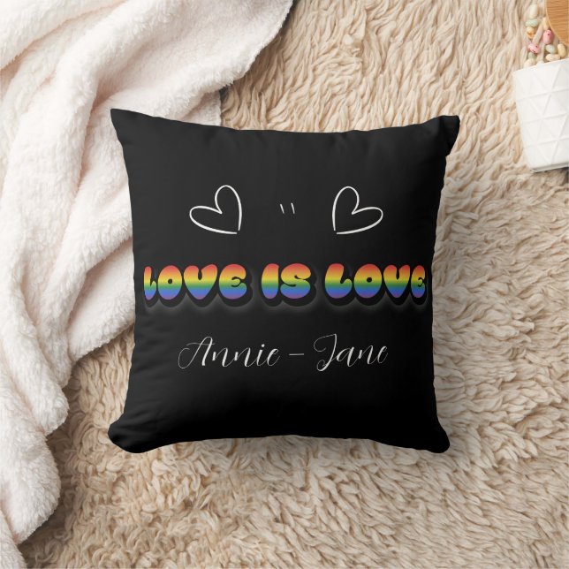 Love is Love Rainbow LGBTQ Throw Pillow (Blanket)