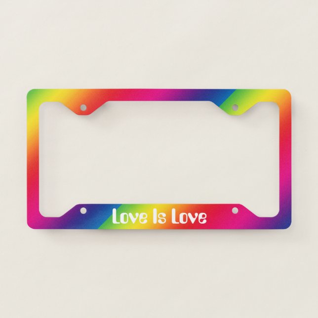 Love Is Love Rainbow License Plate Frame (Front)