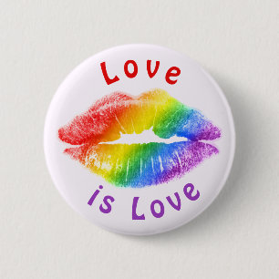 Love is Love Rainbow Lips LGBTQ Button