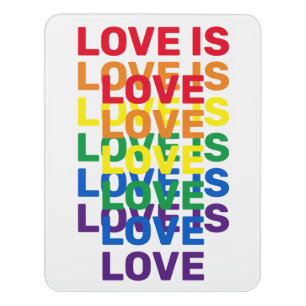 Love is love rainbow modern typography cool door sign