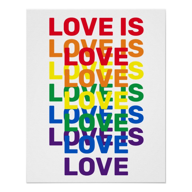 Love is love rainbow modern typography cool poster (Front)