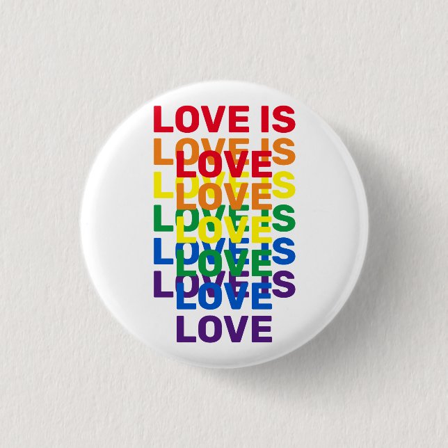 Love is love rainbow modern typography pattern button (Front)