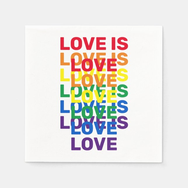 Love is love rainbow modern typography pattern napkins (Front)